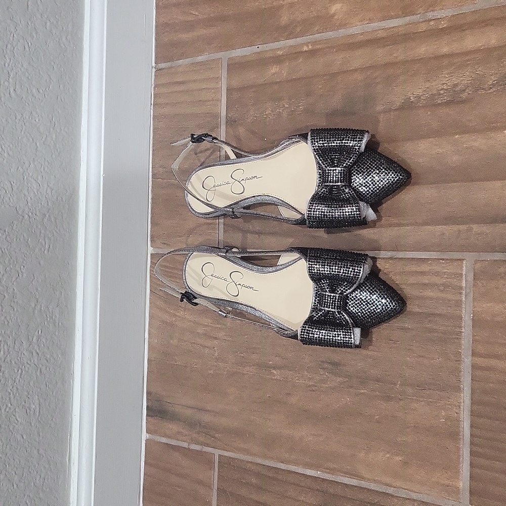 JESSICA SIMPSON GLITTER BOW FLATS